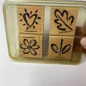 2002 Stampin' Up! Delightful Doodles Card Making Rubber Mounted Stamp Set of 4